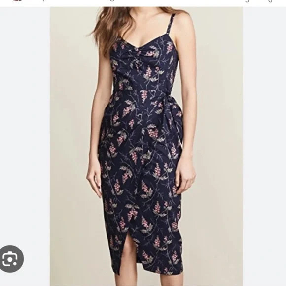 Rebecca Taylor Ivy Wrapped Floral Midi Dress - Picture 2 of 9